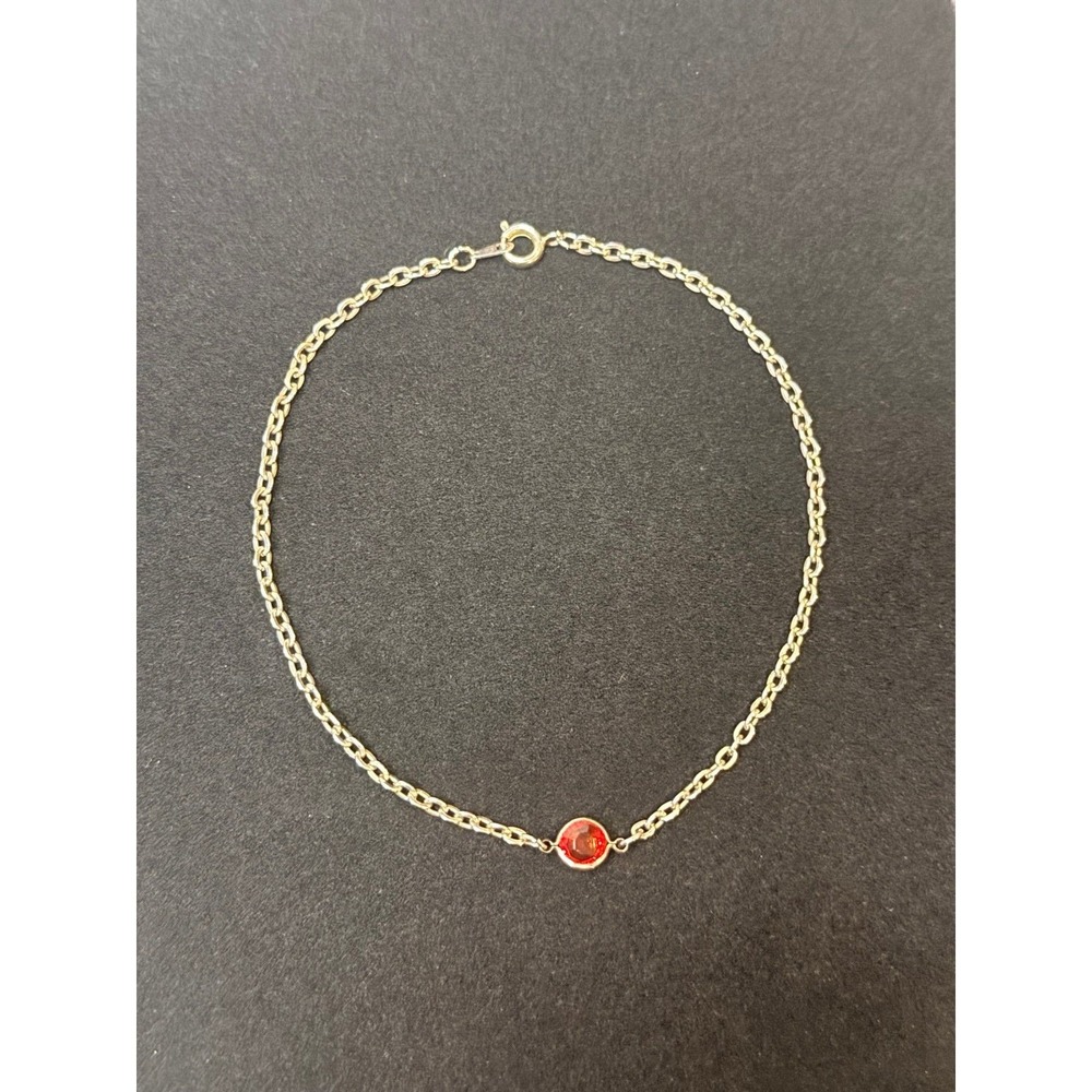 Beautiful Silver Bracelet / Anklet with Red Gemstone
